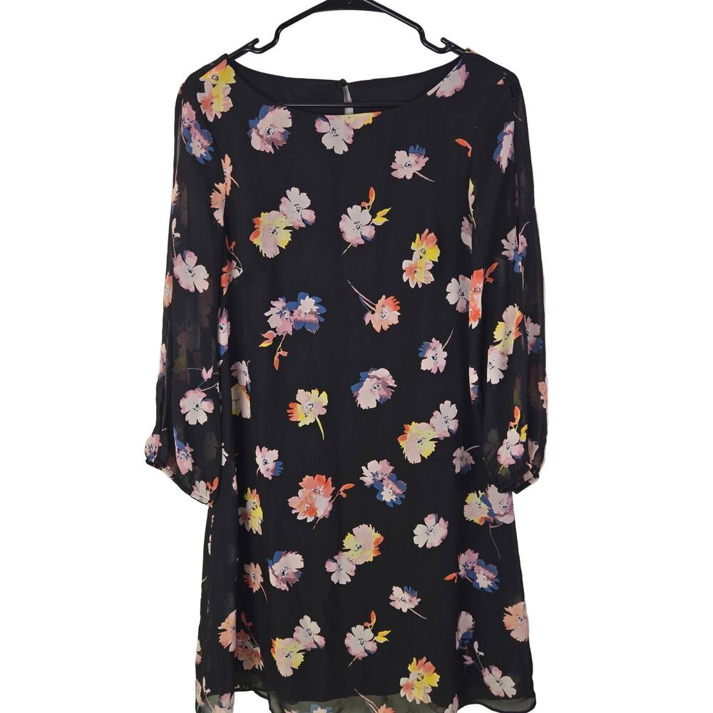 COQUETTE kensie Black Floral Sheer Sleeve Dress Women's Size 12 PARTY NWT BOHO